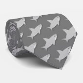 Little Grey Shark Cartoon Pattern Stropdas (Opgerold)