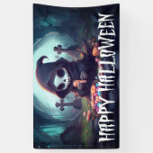 Little Grim Reaper met Snoep Happy Halloween Spandoek (Verticaal)
