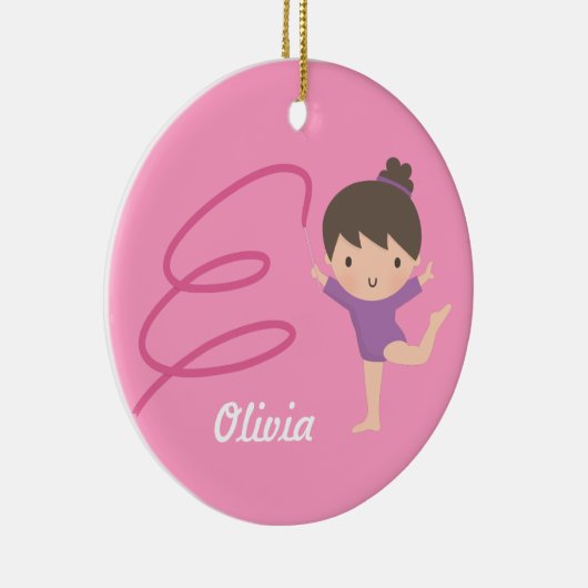 Little Gymnast Girl Gymnastics Personalized Keramisch Ornament (Rechts)