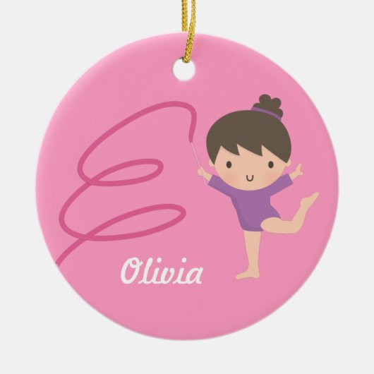 Little Gymnast Girl Gymnastics Personalized Keramisch Ornament (Voorkant)