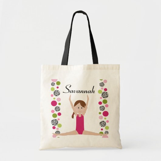 Little Gymnast in Pink en Green Tote Bag (Voorkant)