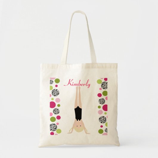 Little Gymnast in Pink en Green Tote Bag (Voorkant)