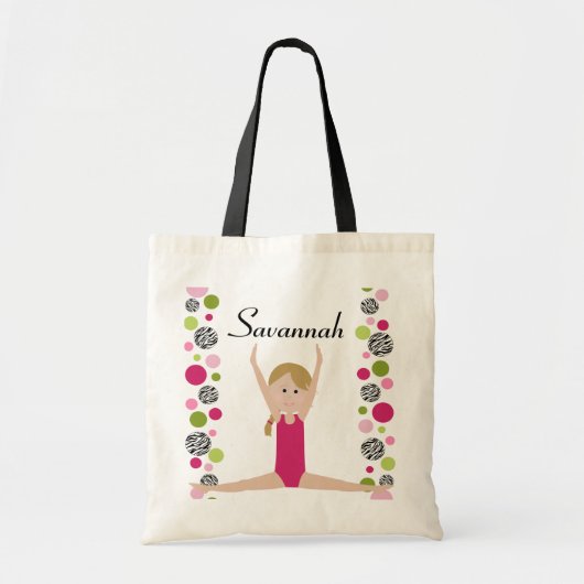 Little Gymnast in Pink en Green Tote Bag (Voorkant)