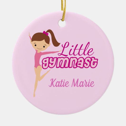 Little Gymnast  Pink Custom Kinder Kerstmis Keramisch Ornament (Voorkant)