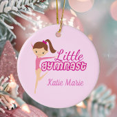 Little Gymnast  Pink Custom Kinder Kerstmis Keramisch Ornament