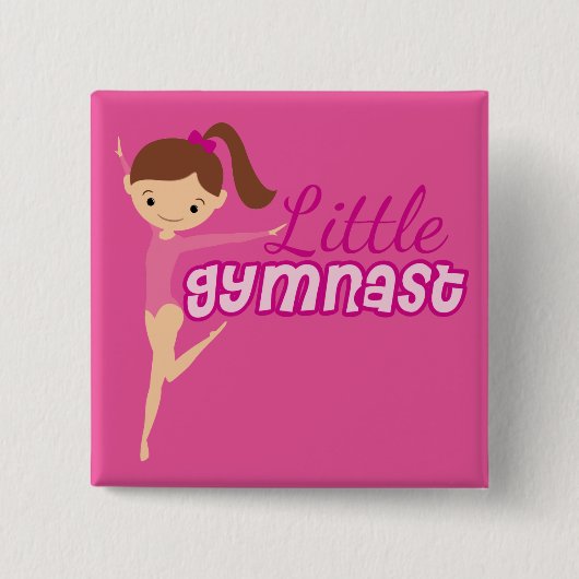 Little Gymnast (roze) Vierkante Button 5,1 Cm (Voorkant)