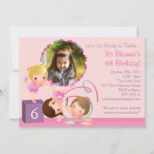 Little Gymnasts - Gymnastics Birthday Invitation Kaart (Voorkant)