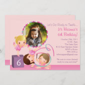 Little Gymnasts - Gymnastics Birthday Invitation Kaart (Voorkant / Achterkant)