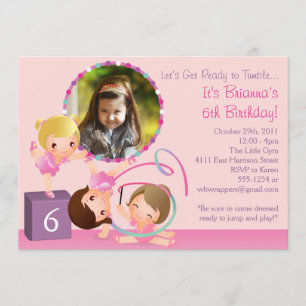 Little Gymnasts - Gymnastics Birthday Invitation Kaart