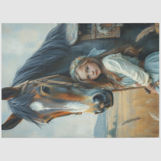 Little Gypsy Girl with her horse Tissuepapier (Voorkant)