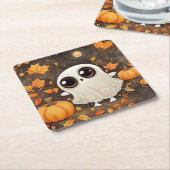 Little Halloween Ghost Kartonnen Onderzetters (Schuin)