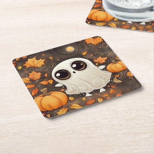 Little Halloween Ghost Kartonnen Onderzetters (Schuin)