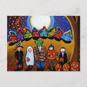 Little Halloween Kinder Folk Art Briefkaart