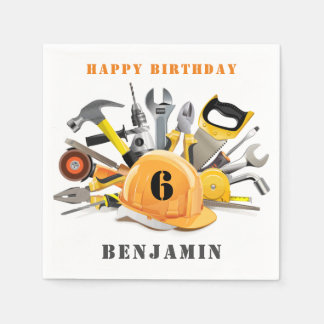 Little Handyman Boy Birthday Party Paper Napkin Servet