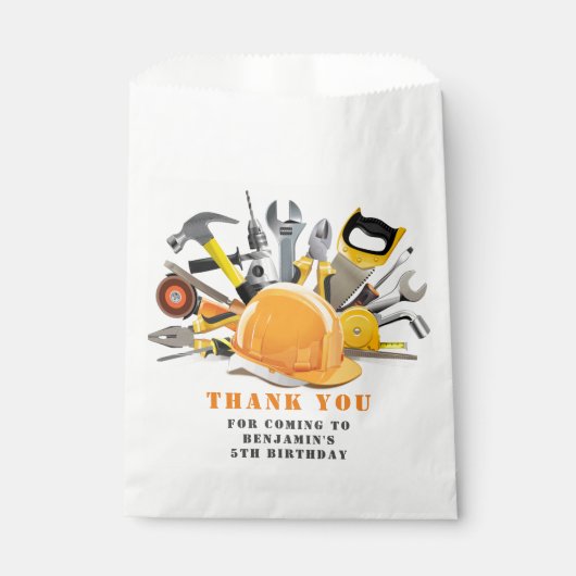 Little Handyman Tool Birthday Party Favor Bag Bedankzakje (Voorkant)