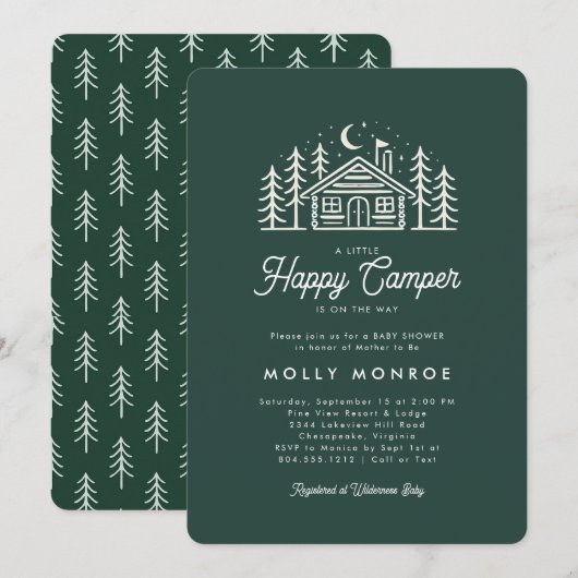 Little Happy Camper Baby shower Invitation Kaart (Voorkant / Achterkant)