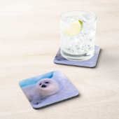 Little Harp Seal Pup bekleed in Snowflakes Bier Onderzetter (Rechterzijde)