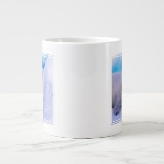 Little Harp Seal Pup bekleed in Snowflakes Grote Koffiekop (Voorkant)