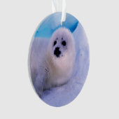 Little Harp Seal Pup bekleed in Snowflakes Ornament (voorkant)