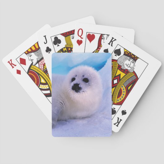 Little Harp Seal Pup bekleed in Snowflakes Pokerkaarten (Achterkant)