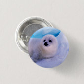 Little Harp Seal Pup bekleed in Snowflakes Ronde Button 3,2 Cm (Voorkant /achterkant)