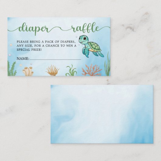 Little Hatchling Turtle Baby shower Luier Raffle Informatiekaartje (Voorkant / Achterkant)