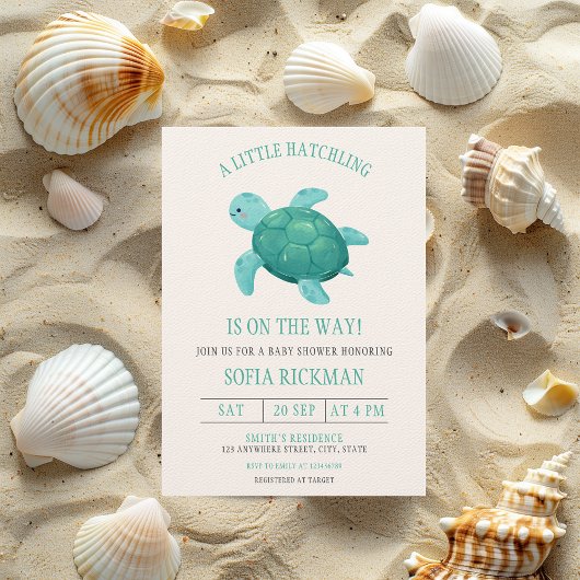 Little Hatchling Turtle Tortoise Ocean Baby shower Kaart
