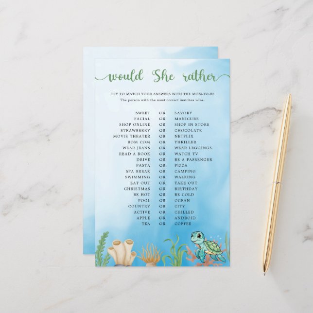 Little Hatchling zou ze liever Baby shower spel (Voorkant / Achterkant in situ)