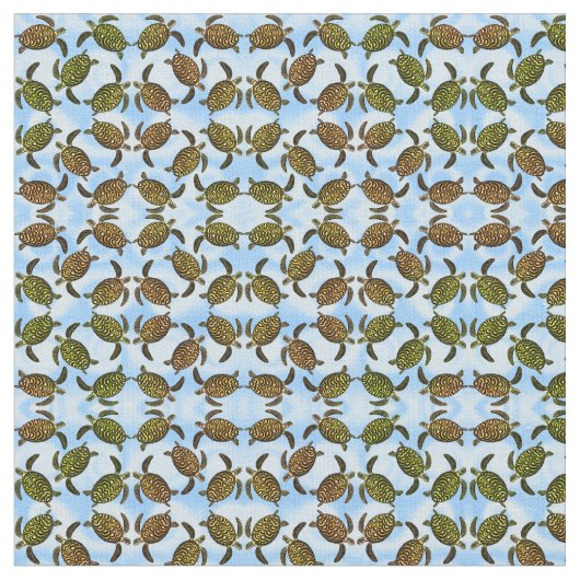 Little Hawksbill Zee Turtles Fabric Stof (Close Up)