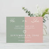 Little He, Little she Heart Dusty Roos, Sage Green Kaart (Staand voorkant)