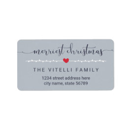Little Heart Merriest Christmas Adresetiketten Etiket