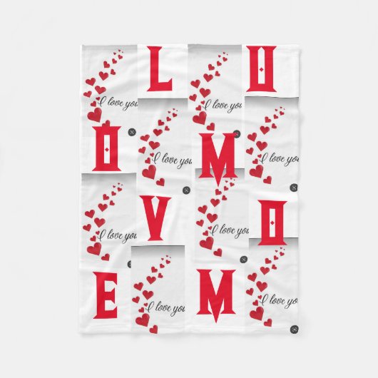 LITTLE HEART WITH I LOVE U IN FLEECE-DEKENS FLEECE DEKEN (Voorkant)