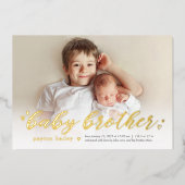 Little Hearts Baby Brother Folie Birth Announement Folie Feestdagenkaart (Voorkant)