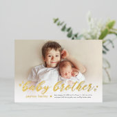 Little Hearts Baby Brother Folie Birth Announement Folie Feestdagenkaart (Staand Voorkant)