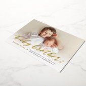 Little Hearts Baby Brother Folie Birth Announement Folie Feestdagenkaart (Gedraaid)