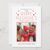 Little Hearts Calligraphy Valentine Day Photo Card (Voorkant)
