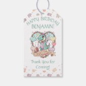 Little Hearts Dino Birthday Personalized Cadeaulabel (Voorkant)