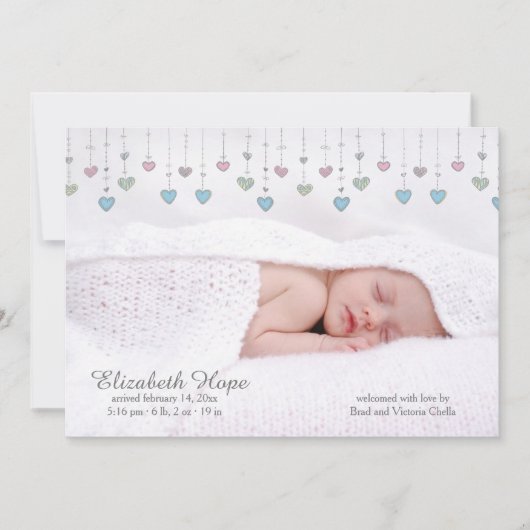 Little Hearts Fotogeboorteaankondiging Aankondiging (Voorkant)