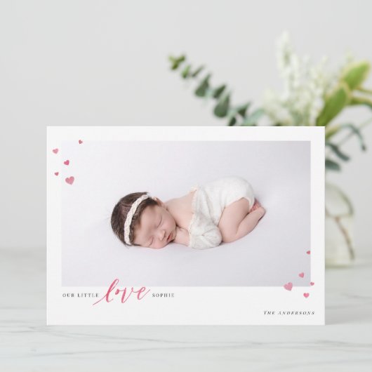 Little Hearts Love Valentijnsdag Photo Card (Staand voorkant)