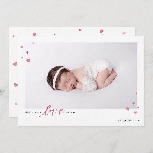Little Hearts Love Valentijnsdag Photo Card (Voorkant / Achterkant)