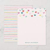 Little Hearts Stationery - Teal Notitiekaartje (Voorkant / Achterkant)