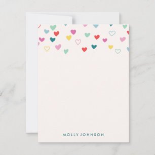 Little Hearts Stationery - Turkoois Notitiekaartje