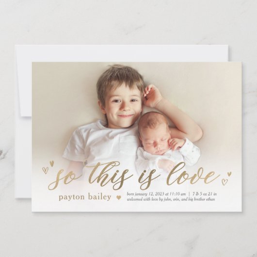 Little Hearts This Is Love Geboorteaankondiging Feestdagenkaart (Voorkant)