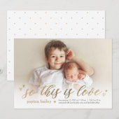 Little Hearts This Is Love Geboorteaankondiging Feestdagenkaart (Voorkant / Achterkant)