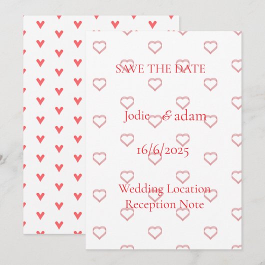 little hearts wedding save the date (Voorkant / Achterkant)