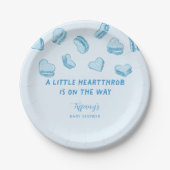 Little Heartthrob Blue Heart Macarons-Baby shower Papieren Bordje (Voorkant)