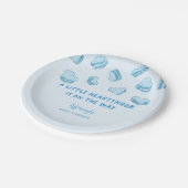 Little Heartthrob Blue Heart Macarons-Baby shower Papieren Bordje (Gekanteld)