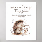 Little Hedgehog Oudertip Potje Baby Shower Bord Poster (Voorkant)