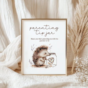 Little Hedgehog Oudertip Potje Baby Shower Bord Poster