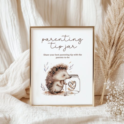 Little Hedgehog Oudertip Potje Baby Shower Bord Poster